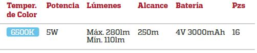 especificaciones linterna turbo